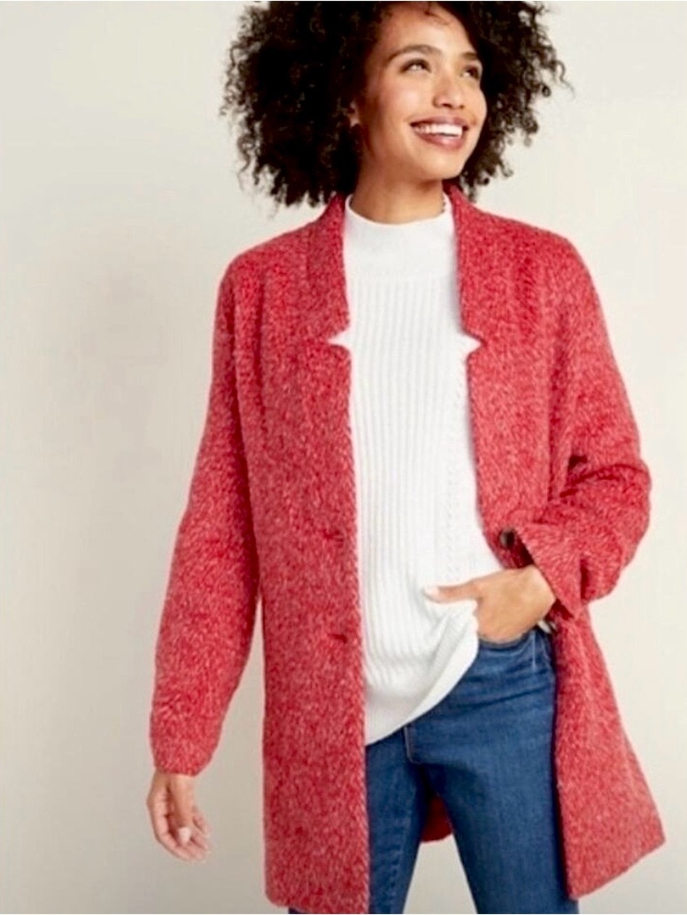 Old Navy Wool Blend Coat with Button Front, Strawberry Girl in Fall, Size XXL
